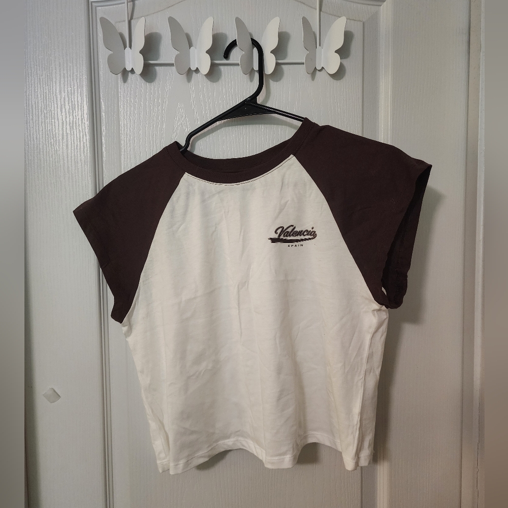 H&M Brown and White Top